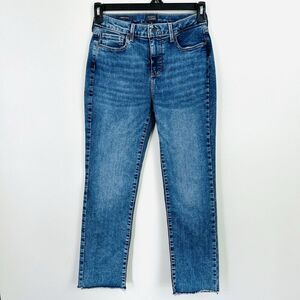 NYDJ Sheri Slim Fit Blue Stretch Straight Leg Raw Hem Jeans Womens Sz 4 Slimming